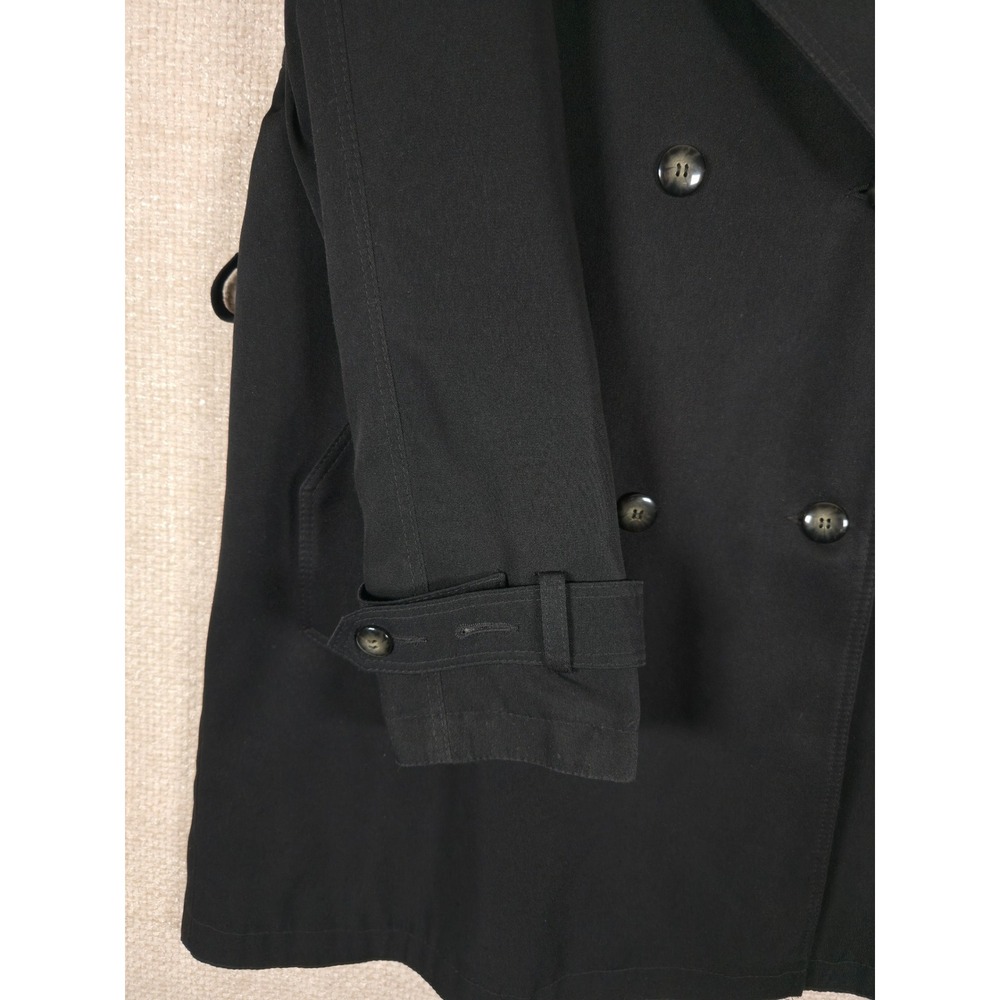 Fleet Street Womens Black Double Breasted Trench Coat Sz 6 *MISSING BELT* - Picture 7 of 10